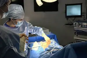 Keyhole surgery taking place