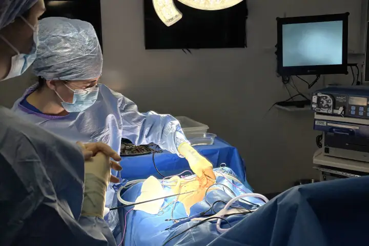 Keyhole surgery taking place
