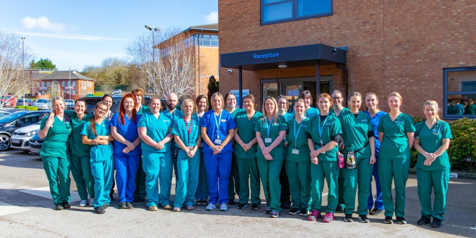 nursing staff standing outside